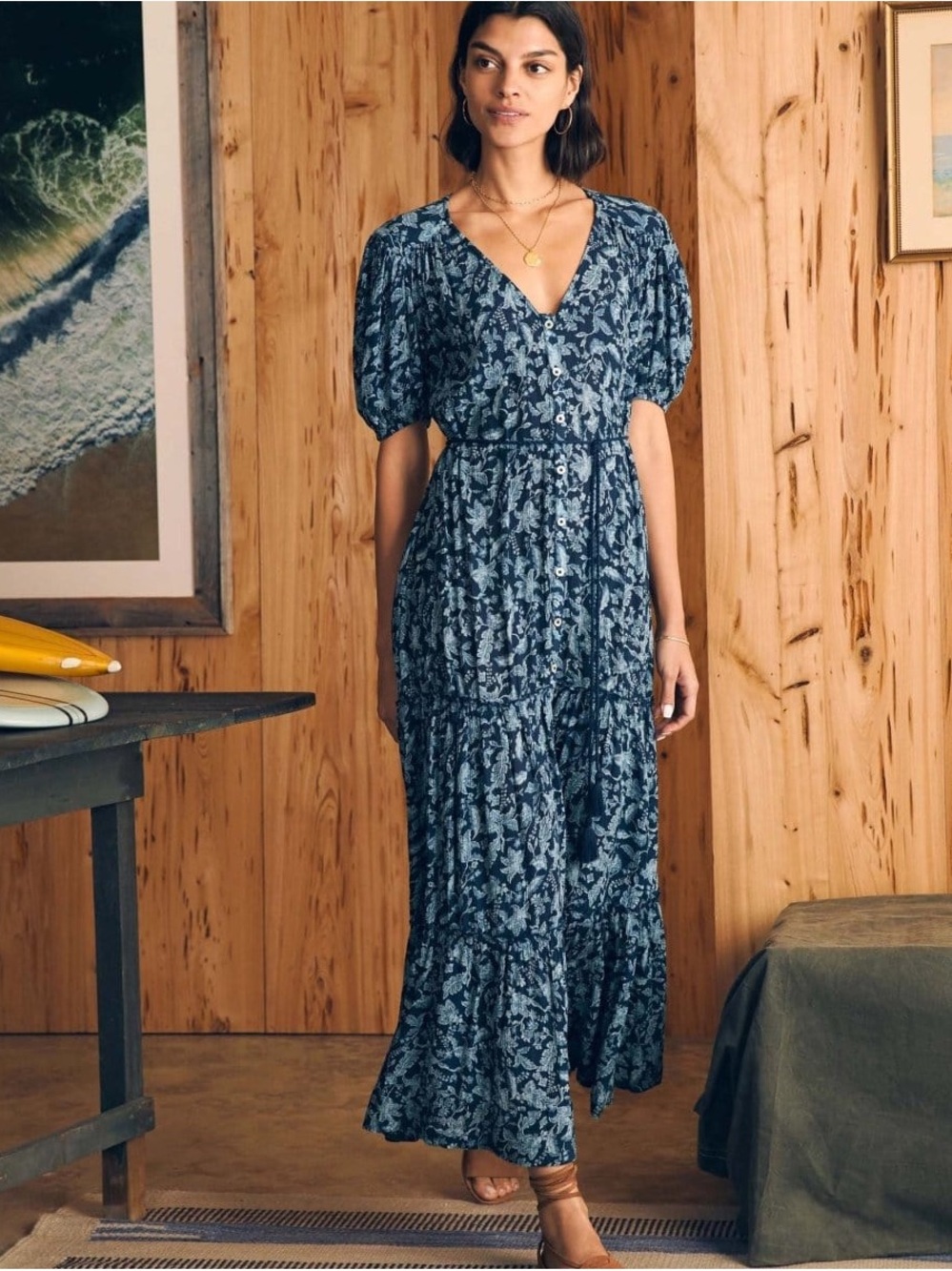 Faherty women’s Orinda Floral Button-Front Maxi Dress size S - Picture 13 of 16